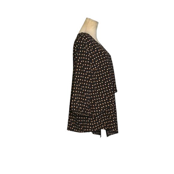 APT. 9 Black brown geometrical print layered asymmetric tunic blouse size Large - Picture 14 of 16